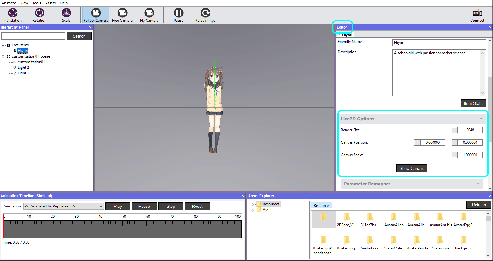 In the Editor Panel scroll down to the Live2D Options and click on it to expand the tab