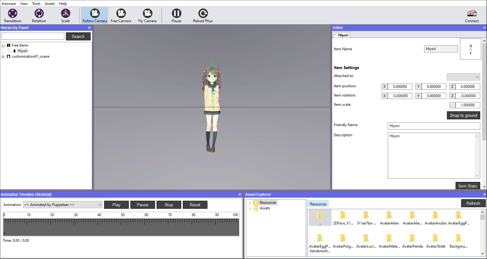 Once the avatar is imported, it will be displayed in the viewport.